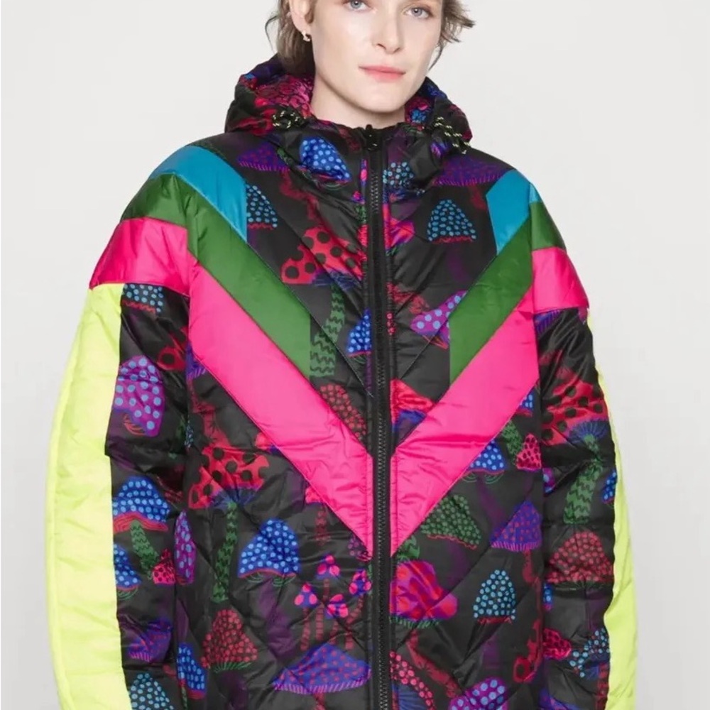 Farm Rio Neon Mushrooms Reversible Puffer Jacket Multi - Picture 2 of 7